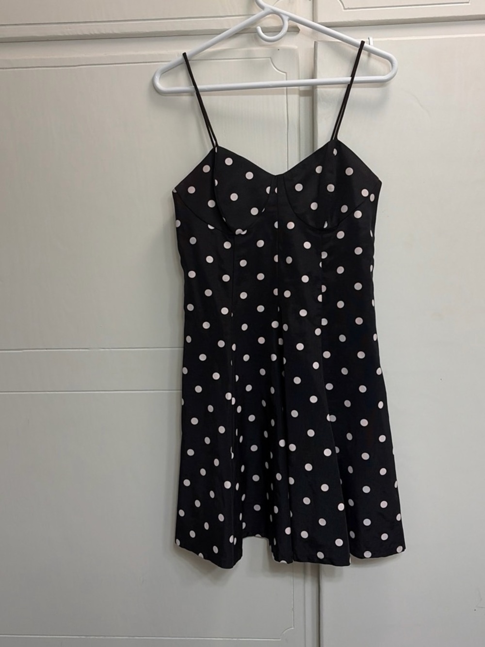 Scarlett Nite Black Dress with White Polka Dots - Spaghetti Strap Mini
